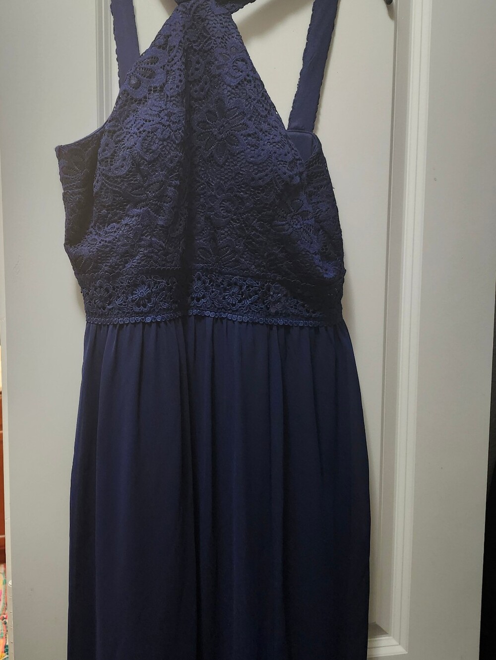 I.N. San Francisco Navy Lace Halter Dress